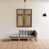  Sedežna garnitura 3-delna z blazinami trdna borovina | Shoptok.si