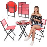  SASKA GARDEN 1056074 balkonski vrtni set – okrugli stol + 2 sklopive stolice, crveni | shoptok.hr