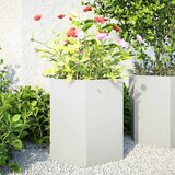  Vrtna sadilice 2 kom bijela šesterokutna 46x40x45 cm čelična | shoptok.hr