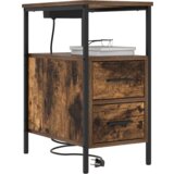 vidaXL Nočna omarica Dimljeni hrast 30 x 48 x 61 cm Konstruiran les | Shoptok.si