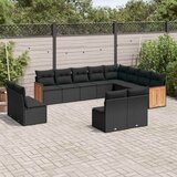  12-dijelni set vrtnih sofa od poliratana s jastucima crni | shoptok.hr