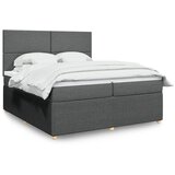 vidaXL Box spring postelja z vzmetnico temno siva 200x200 cm blago | Shoptok.si