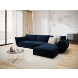 Mazzini Sofas Temno modra žametna kotna sedežna garnitura z ležalnikom (desni kot) Vanda – | Shoptok.si