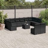  13-dijelni set vrtnih sofa s jastucima poliratan crni Cijene
