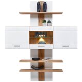 Mömax stenski regal auris, alpsko bela, barva hrasta | Shoptok.si