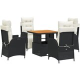  The Living Store Vrtna jedilna garnitura 5-delna z blazinami črn poli ratan - Vrtna Jedilna Garnitura, (21446026) | Shoptok.si