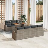 vidaXL 8-delni vrtni jedilni set s blazinami siva poli ratan acacia | Shoptok.si