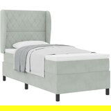 vidaXL Box Spring Krevet s Madracem - Svijetlosiva - 90x200 cm - Baršun | shoptok.hr