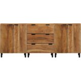 3 kom. sideboard smeđa 60x33x75 cm čvrsto drvo bagrem | shoptok.hr