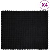 vidaXL Dežnik iz umetnega zajčjega krzna 4 pcs Črna 220 x 240 cm | Shoptok.si