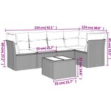  6-dijelni set vrtnih sofa od poliratana s jastucima svjetlosivi | shoptok.hr