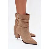 Boto Women's heeled ankle boots with ruching insulated beige Amelise Cijene