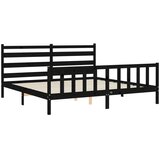  Okvir za krevet s uzglavljem crni 200 x 200 cm od masivnog drva | shoptok.hr