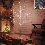 vidaXL LED bela breza toplo bela 48 LED lučk 120 cm