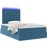  Krevet S LED lampica s pohranom Tamno plava 120 x 200 cm Baršun | shoptok.hr