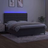  Box spring postelja z vzmetnico LED temno siva 180x200 cm žamet, (20789236) | Shoptok.si