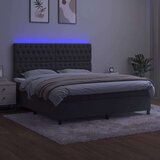  Box spring s madracem LED tamnosivi 180x200 cm baršun | shoptok.hr