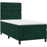 Box spring krevet s madracem tamnozeleni 90x200 cm baršunasti | shoptok.hr