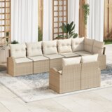 vidaXL 8-delni vrtni kavč set z blazinami bež poli ratan | Shoptok.si