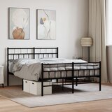 Maison Chic Kovinski Posteljni okvir - Dvoposteljna postelja - Zakonska postelja z vzglavjem in vznožjem črn 120x200 cm, (21695636) | Shoptok.si