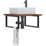  Zidna polica za umivaonik od čelika i masivne hrastovine Smeđa 60 x 60 x 2.5 cm Cijene