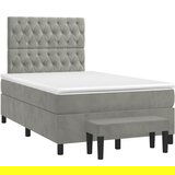 Maison Chic Box spring postelja - Vzmetna postelja z vzmetnico svetlo siva 120x190 cm žamet SL16441, (21895729) | Shoptok.si