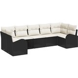 vidaXL 7-dijelni vrtnu sofa set s jastučićima Crni Poli ratan, 2-sjedalna vrtnu sofu s pohranom i jastučićima Crni Poli ratan Cijene