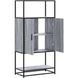 vidaXL Visoka omara siva sonoma 68x35x139 cm inženirski les in kovina | Shoptok.si