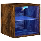 Maison Chic Stenska TV omarica - TV stojalo - Televizijska omarica z LED lučkami dimljeni hrast 30x28,5x30 cm, (21702417) | Shoptok.si