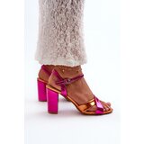 Boto Eco Leather Sandals with High Block Heel Fuchsia Abilica | shoptok.hr
