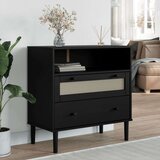 vidaXL Komoda SENJA črna 80x40x80 cm trdna borovina | Shoptok.si