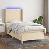  Box spring s madracem LED krem 90x200 cm od tkanine Cijene