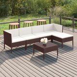 Maison Chic Seti vrtnega pohištva - Vrtna garnitura - Vrtni pohištvo set 6-delna z blazinami poli ratan rjava, (21804279) | Shoptok.si