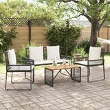  Set vanjskog namještaja 4 pcs Crna i krem-bijela poliratan | shoptok.hr