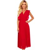 Numoco Pleated dress with ruffles and a neckline Cijene