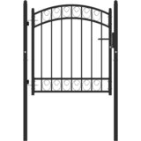 vidaXL Vrata za ograjo zaobljena jeklo 100x100 cm črna | Shoptok.si