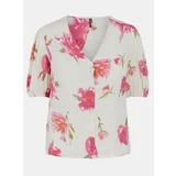 Pieces Cream Flowered Blouse with Buttons Tianna - Women