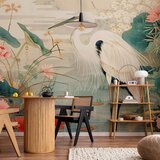  Foto tapeta - By an Asian pond - an illustration in the style of a Japanese engraving depicting a heron 450x315 Vodootporna | shoptok.hr