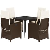  5-dijelni vrtni blagovaonski set s jastucima poliratan smeđi Smeđa 80 cm table length | shoptok.hr