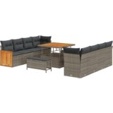 vidaXL set za vrt s 11 komada s jastucima sivi poli ratan akacija | shoptok.hr