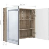 vidaXL LED kopalniška omarica z ogledalom bela in hrast 80x12x68 cm | Shoptok.si