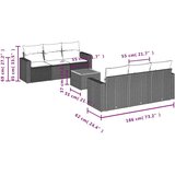 vidaXL Vrtna garnitura - 7-dijelni set vrtnih sofa od poliratana s jastucima crni - Crna 1 | shoptok.hr