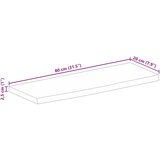 Stolna ploča 80 x 20 x 2,5 cm masivno drvo manga sa živim rubom | shoptok.hr