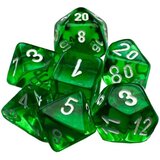 Chessex kockice - translucent- polyhedral mini - green-white (7) | Eponuda.com