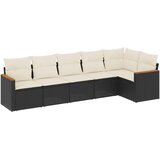  6-dijelni set vrtnih sofa s jastucima crni od poliratana | shoptok.hr