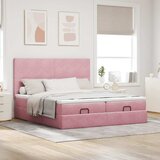  Okvir kreveta s madracima ružičasti 200x200cm baršunasti | shoptok.hr