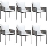  Vrtne stolice s jastucima 6 kom smeđe 54x61x83 cm od poliratana | shoptok.hr