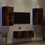  The Living Store Komplet TV omaric LED 4-delni dimljeni hrast inženirski les - Stenska TV Enota, (21555312) Cene
