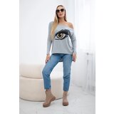 Kesi Printed blouse with a longer back in grey | Shoptok.si