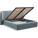Makamii Svijetlo plavi tapecirani bračni krevet s prostorom za odlaganje s podnicom 140x200 cm Hauke – | shoptok.hr